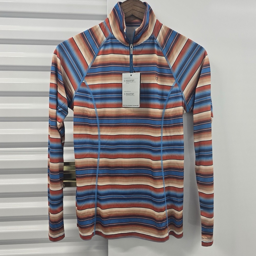 NWT AriatTEK Women's Small 1/4 Zip Base Layer Pullover Serape Stripe Shirt
